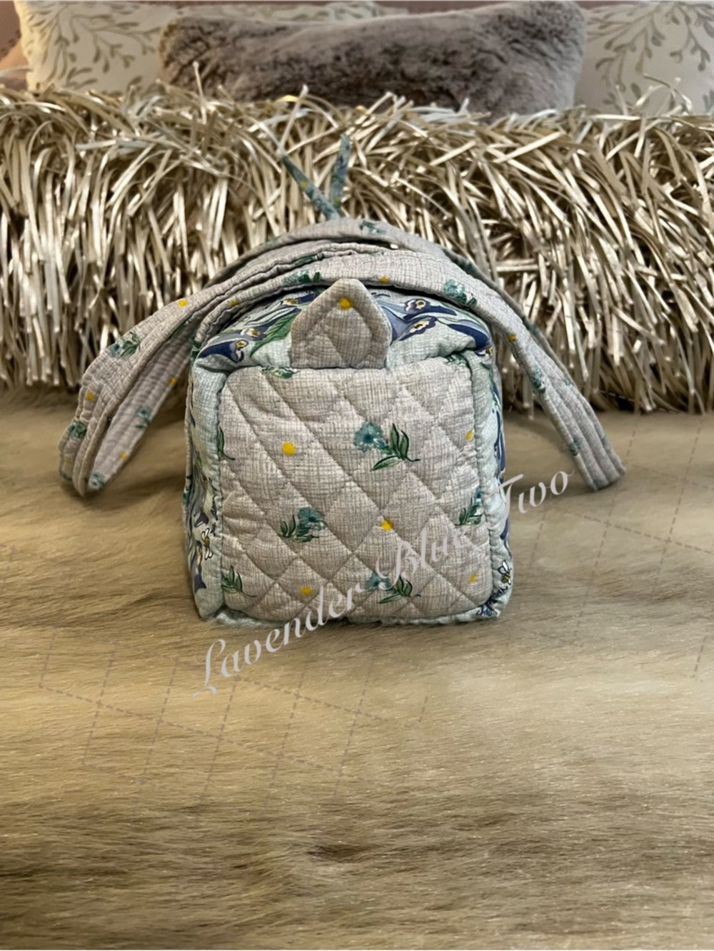 Vintage VERA BRADLEY Watercolor 1st Generation 100 Duffle Pastel Blue Green USA - Picture 8 of 14